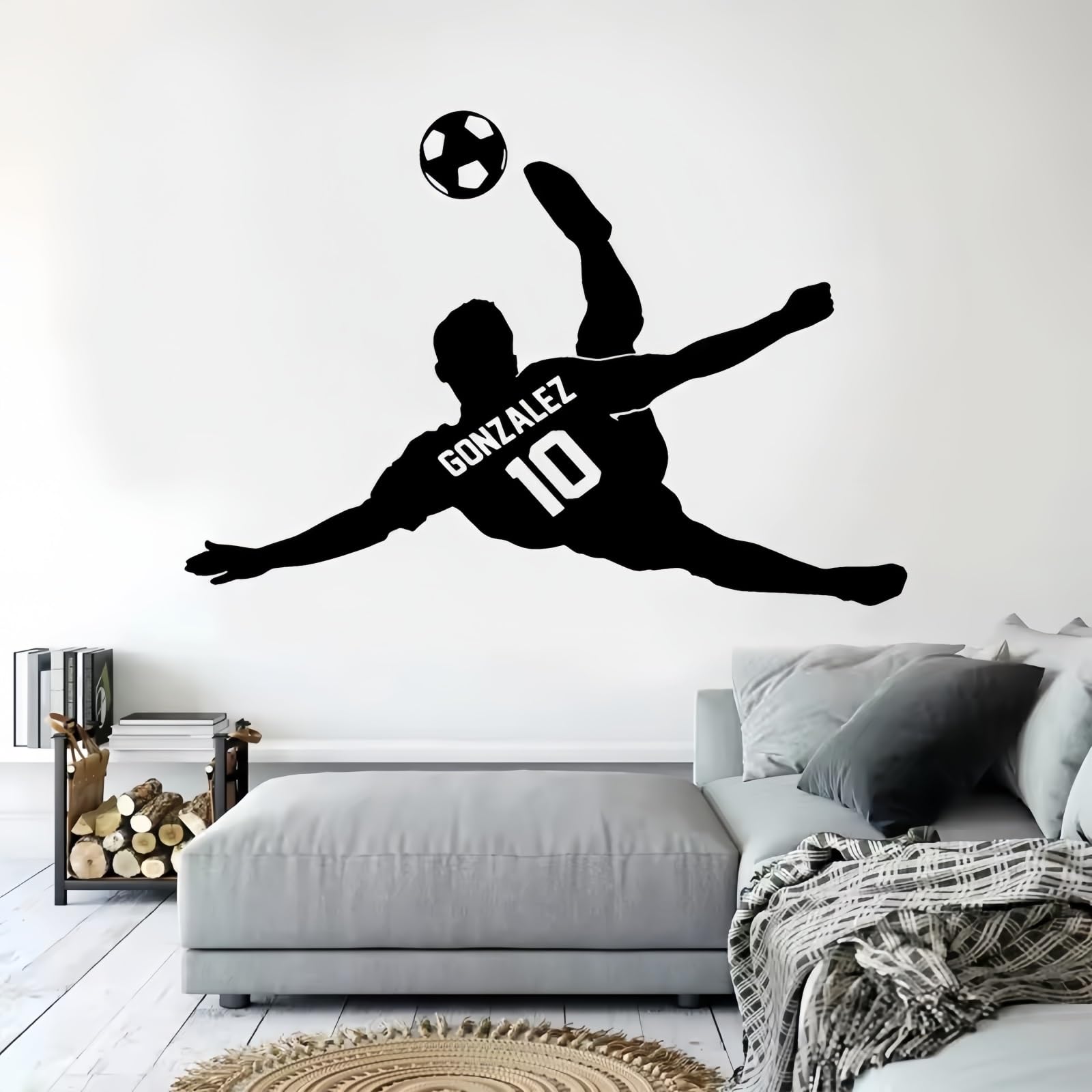 Pegatinas De Fútbol Personalizadas con Nombre Y Número. Vinilo De Portero Personalizado For Pared. Decoración For Habitación De Niños Y Niñas. Póster De Fútbol(56x70cm)