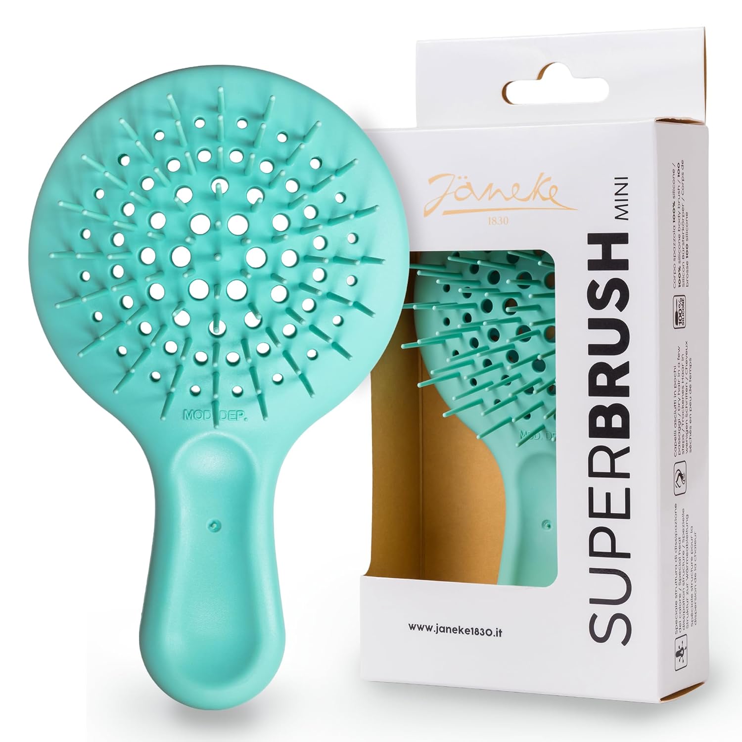 Janeke Mini Superbrush – Kids Hair Brush & Small Hair Brush for Detangling – Gentle Anti-Static Bristles – Vented Brush for Wet or Dry Hair – Great for Curly, Thick, Fine, and Wavy Hair (Tiffany)