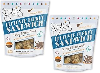 The Lazy Dog Cookie Co. Leftover Turkey Sandwich, Turkey & Sweet Potato Soft-Baked Natural Dog Treats - Wheat-Free & Soy Free - Limited Edition - Made in The USA - 5 oz