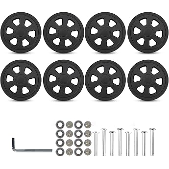 60mm Suitcase Replacement Wheels 8 Pieces Luggage Spare Wheels 60x12mm Double Luggage Wheels Rubber Trunk Wheels Repair Kits Easy Installation