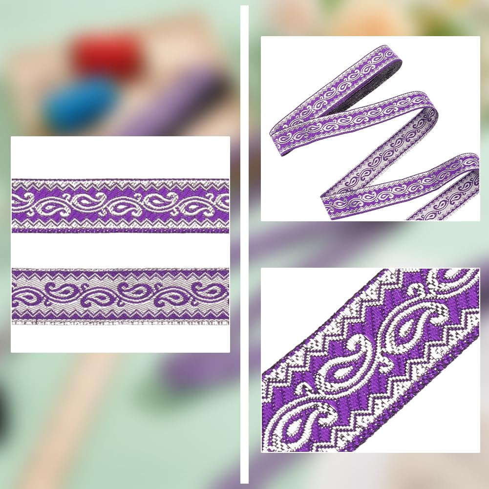 MAYJOYDIY 7m Violet Boho Jacquard Ruban Garniture Vintage