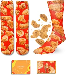 Zmart 3D Printed Socks - Funny Chicken Nugget Cat Pizza Gifts for Food Animal Lovers