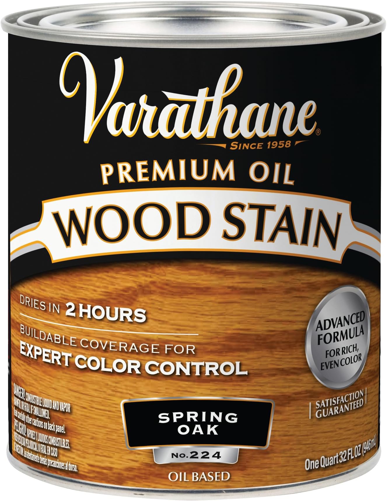 Rust-Oleum Brands Spring Oak Varathane Oil-Based Interior Wood Stain Pack of White 1 qt 211715H