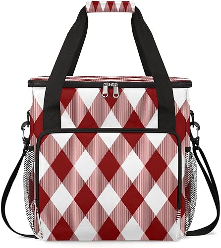 Bolsa de transporte para cafetera de cuadros con patrón para Keurig K-Mini o K-Mini Plus K-Cup Pods Almacenamiento portátil Cafetera Bolsa de viaje