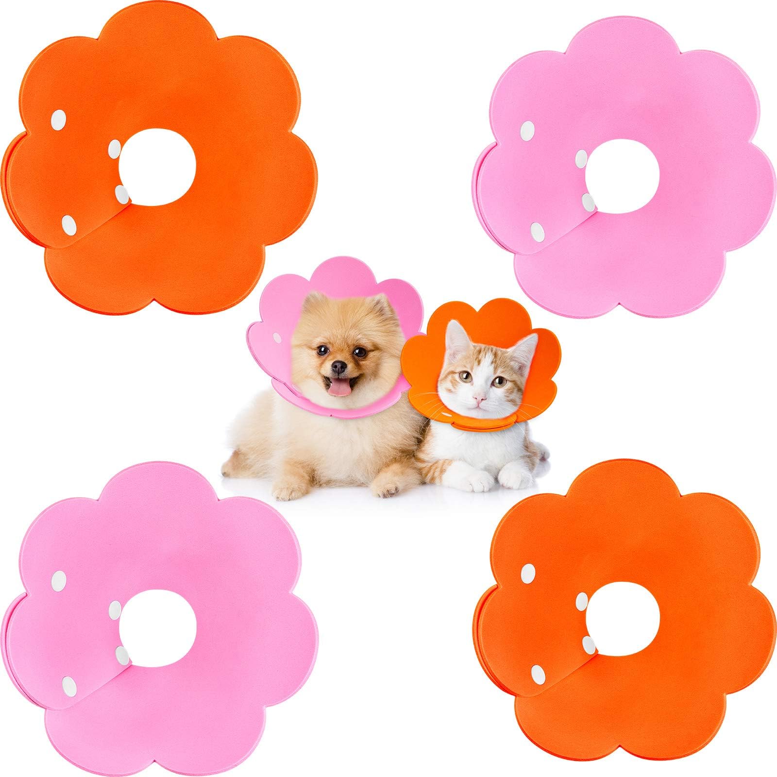 4 Pieces Cat Recovery Collar Cat Cones Flower Shape Pet