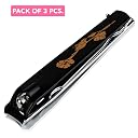 MAPLE Stainless Steel Nail Clipper, Trimmer, Cutter for Thick and Ingrown Toenails with Easy to Use Handle for Extra Grip and Leverage Black (PACK OF 3) gallery image