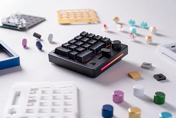 GLORIOUS GMMK Macro Pad - Black Mechanical Numpad - 10 Key USB Keypad - Hotswap, Programmable Volume Knob, RGB Backlit, Wired & Wireless Bluetooth- Gaming Keyboard Number Pad