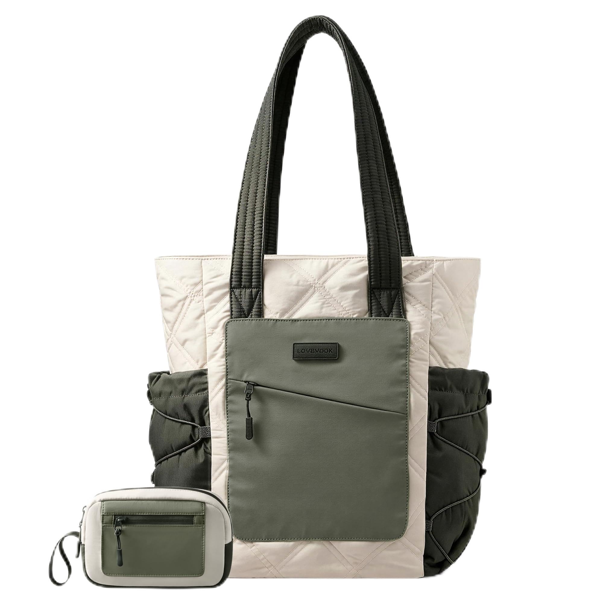 LOVEVOOK Tote Bag for Women, puffer tote bag for Work Travel Nurse, Lightweight quilted Bags with Compartments