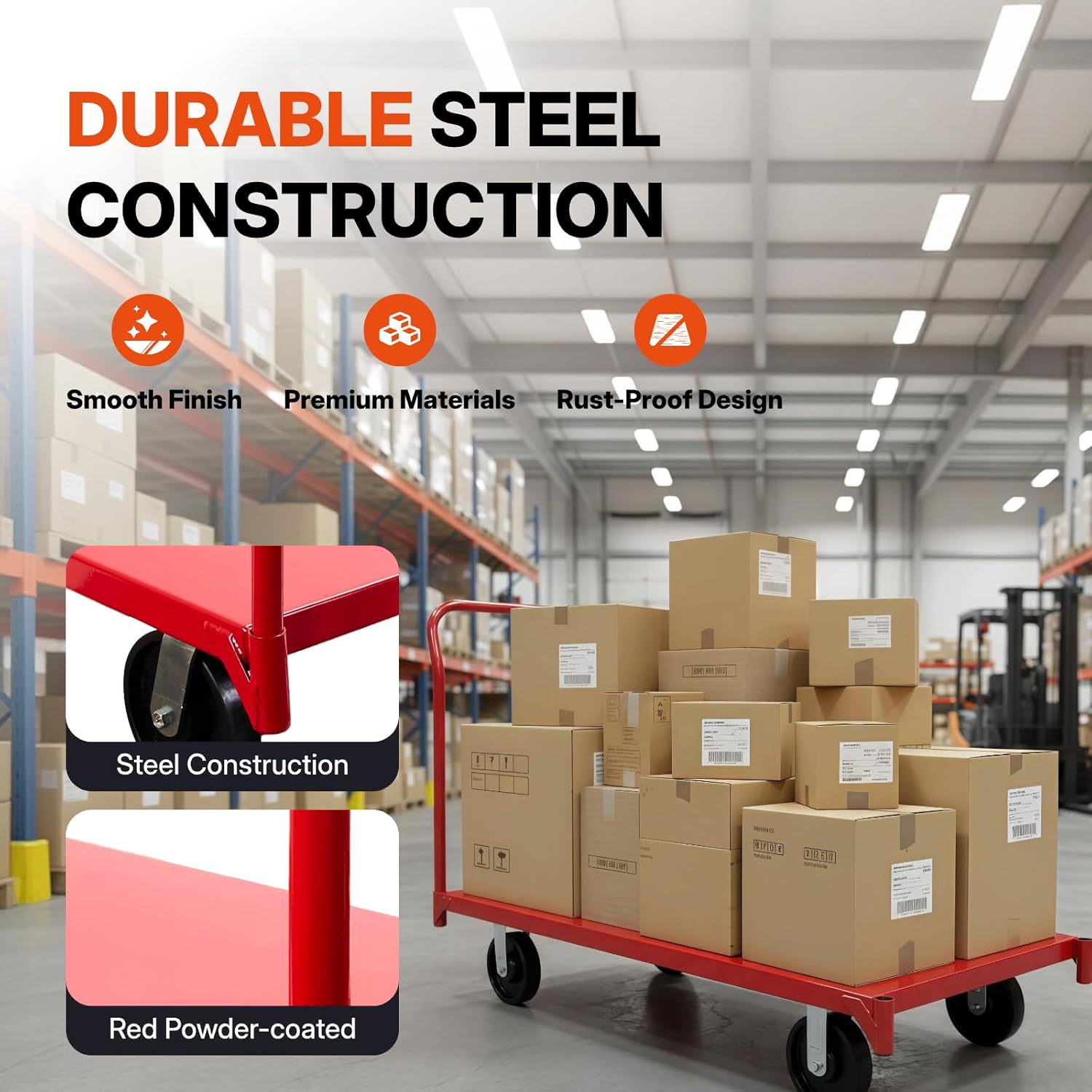 Platform Truck 2,500 lbs Load Capacity - 60"x30" Flatbed Cart, 8" Polyolefin Casters, Heavy Duty Dolly, Utility Cart, Moving Cart, Furniture Dolly, Carritos para Cargar Cosas
