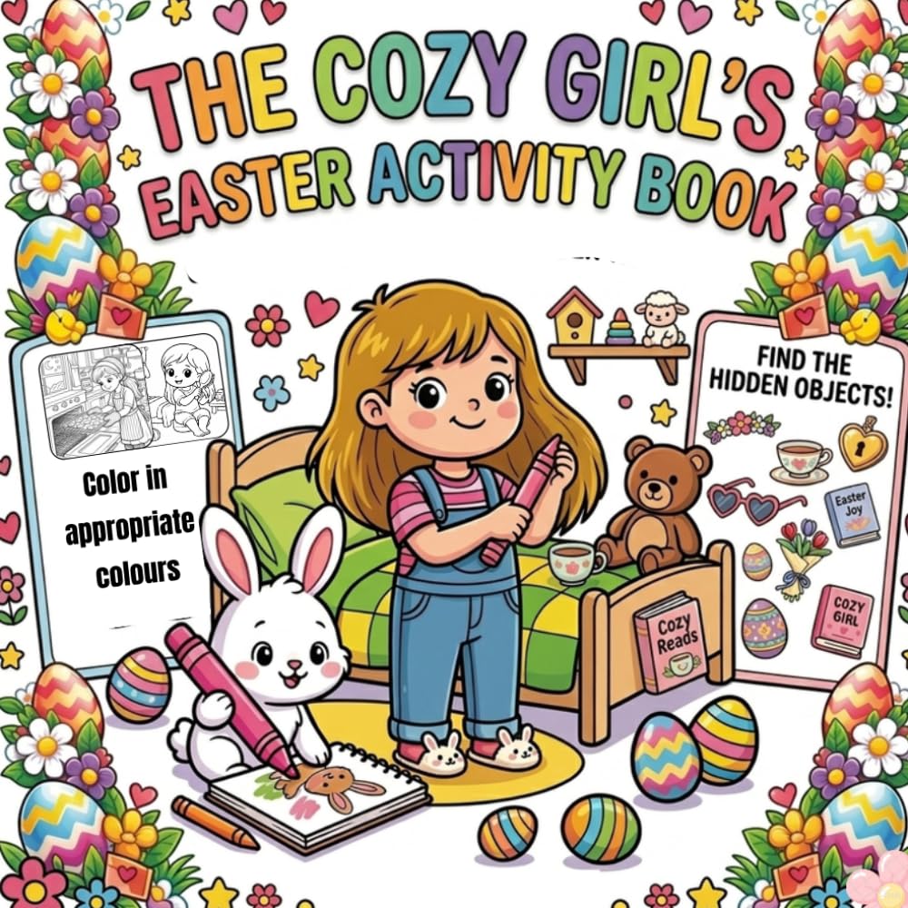 The Cozy Girl’s Easter Activity Book: Cute Daily Life Scenes, Spring Garden Fun, and Easter Coloring Pages for Kids - Easy & Simple Bold Lines (Cozy Easter Vibes)