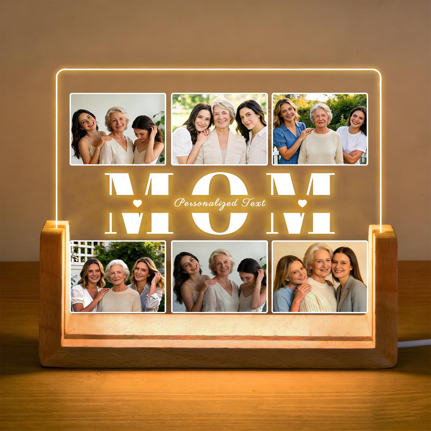 Mothers Day Gifts, Personalized Photo Mothers Day Gifts for Mum, Birthday Gift for Women, Custom Picture Frames Acrylic Plaque Night Light