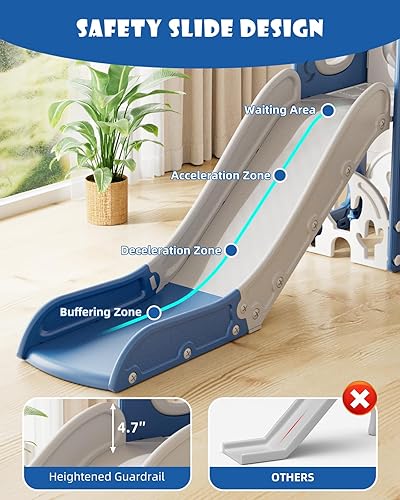 Miniatura 3 de YUFU Juego de tobogán y columpio 13 en 1 para niños pequeños de 1 a 3 años, juego para niños pequeños con juego de golf, aro de baloncesto y tabla