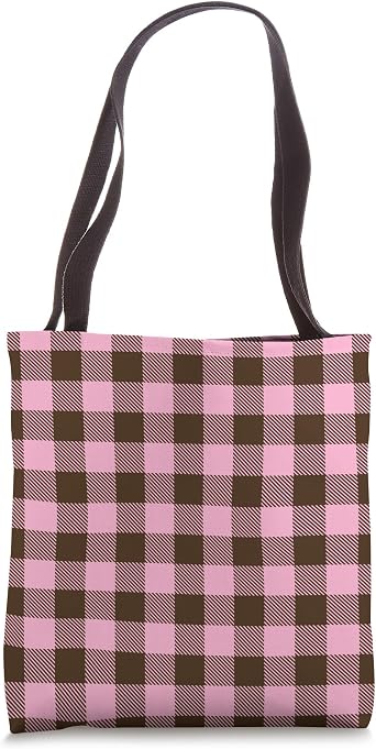 Brown Pink Buffalo Check Classic Lumberjack Vintage Plaid Tote Bag