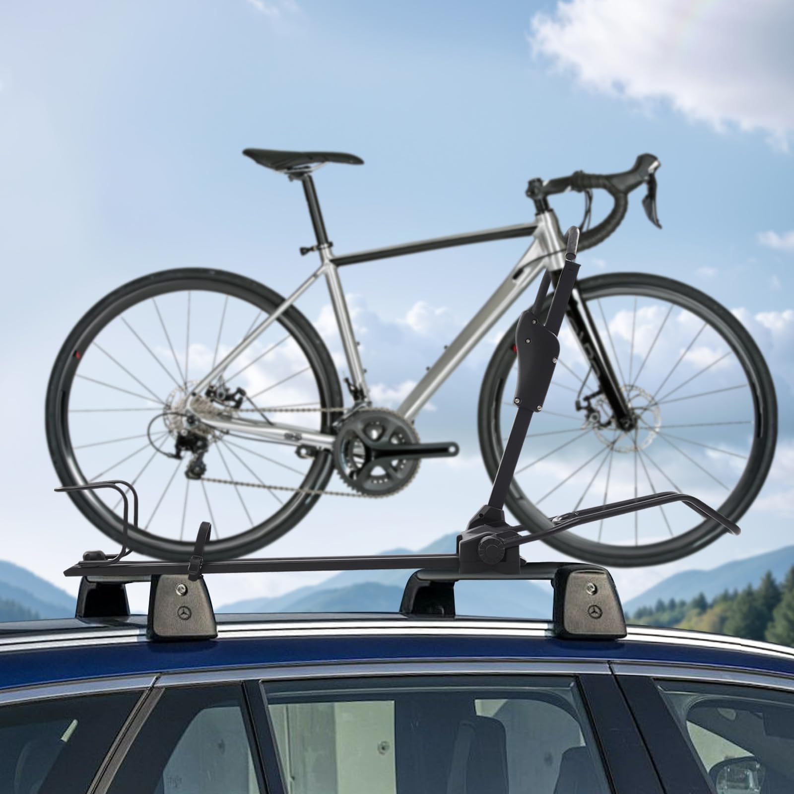 Bicycle Car Rack Universal Roof Mount Bike Rack 1 Bike Carrier Bicycle Roof Rack for Car SUV Black