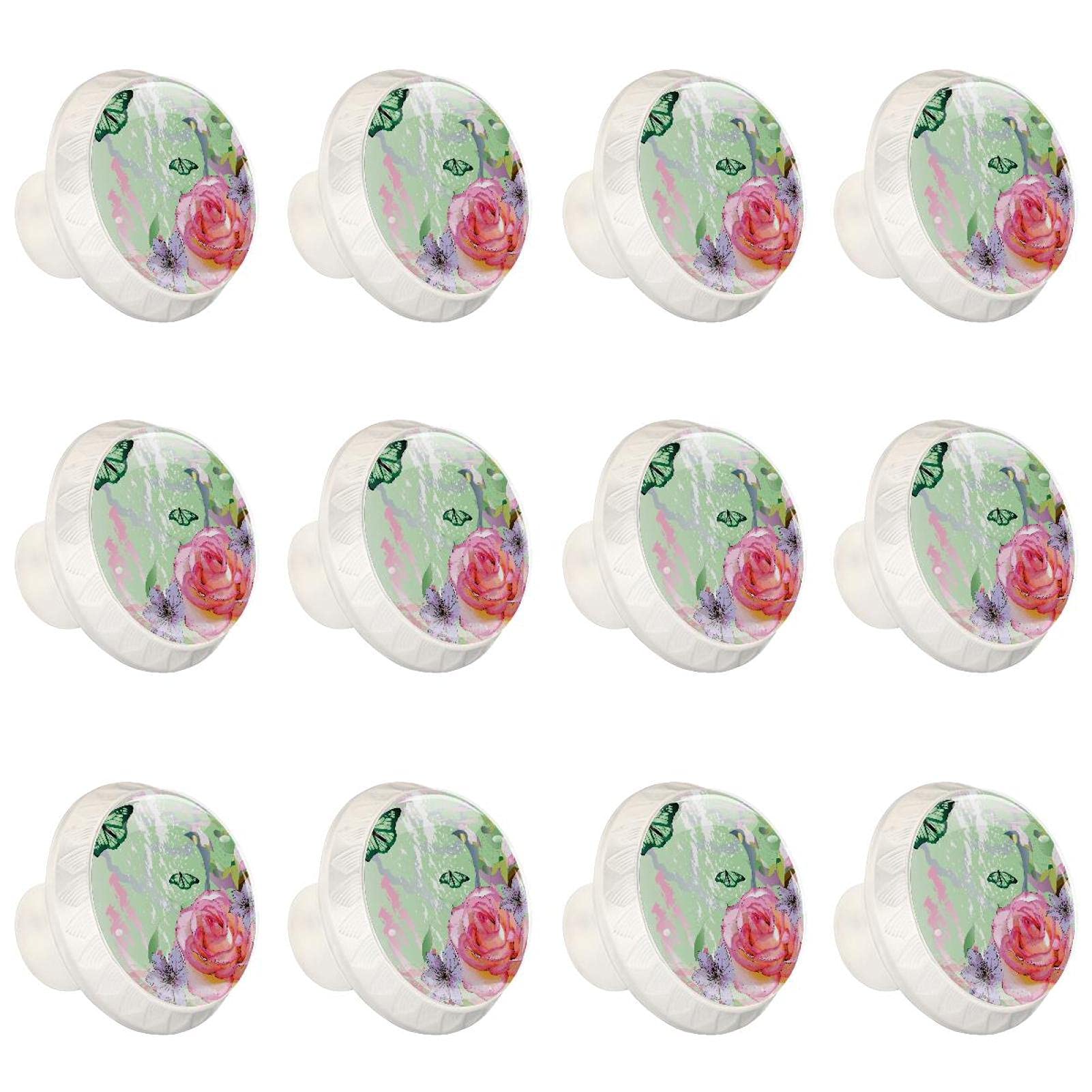 Boutons de meubles ronds papillon rouge poignées de tiroir armoire 1,37 pouces