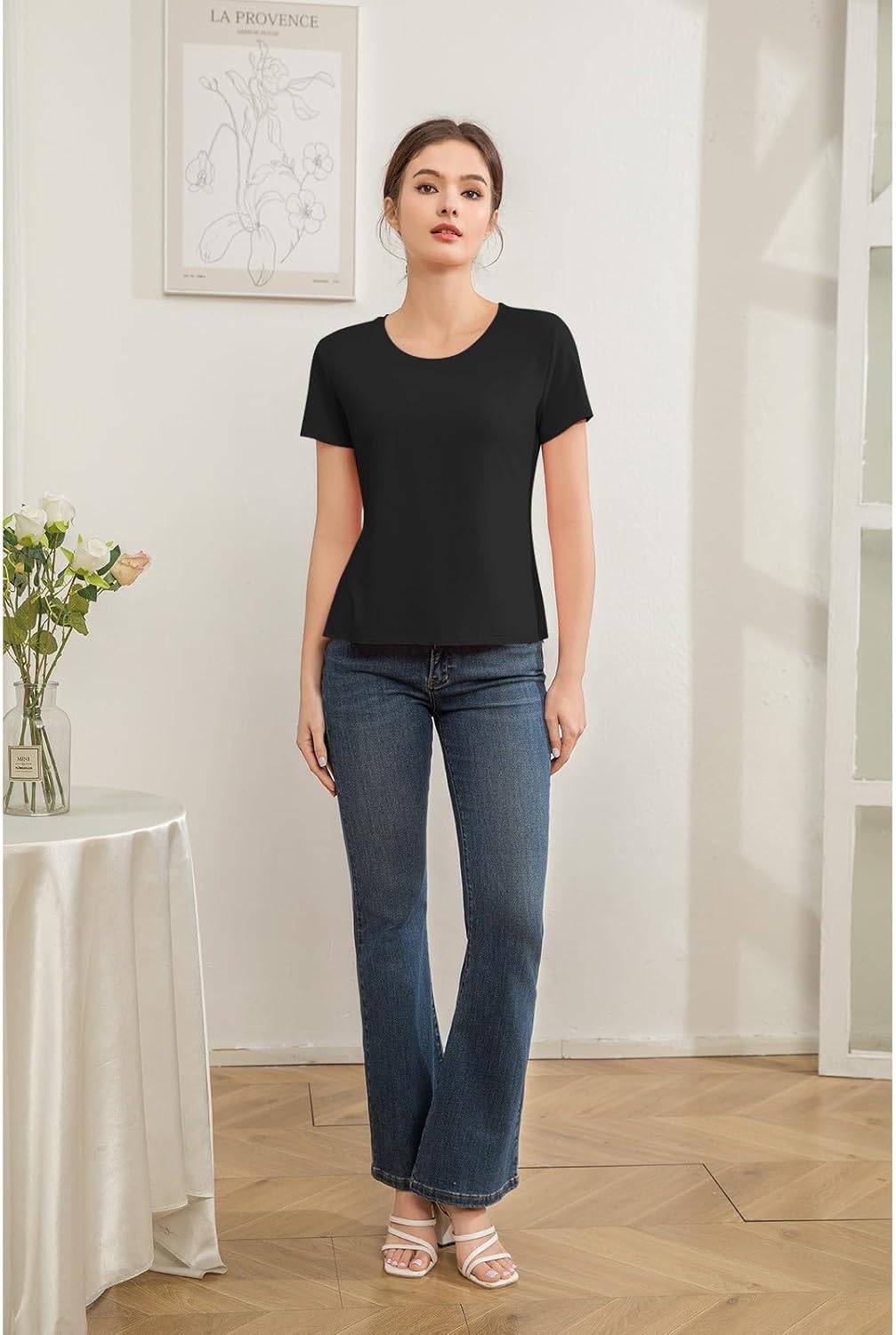 Short Sleeve T Shirts for Women Basic Tees Cropped Tshirts Casual Summer Tops Crewneck Plain Petite Tops - Image 7