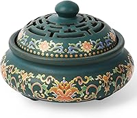 Vista 7 de Quemador de incienso de cerámica con soporte para varillas de incienso, uso para incienso de palo/bobina, salvia, incienso de mosquitos y carbón