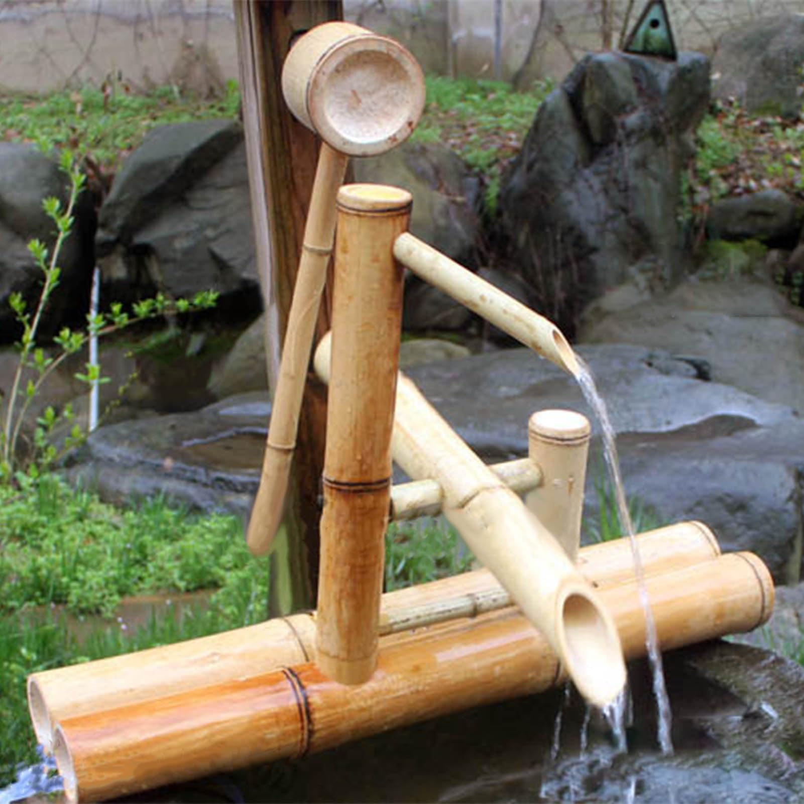 Fuente De Bambú Artesanal con Bomba De Agua, Fuente De Agua De Estilo Japonés For Interiores Y Exteriores, Ideal For El Hogar, El Jardín, La Decoración