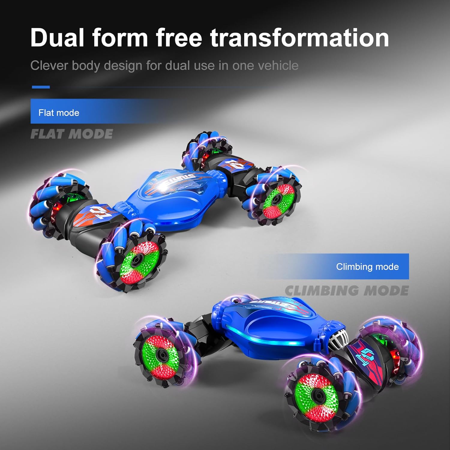 360° Rotating 4WD Remote Control Car, Gesture Sensing RC Stunt Car, 2.4G Controller and Adjustable Light & Music, Birthday Christmas Toy Gift for Boys Kids Age 6+