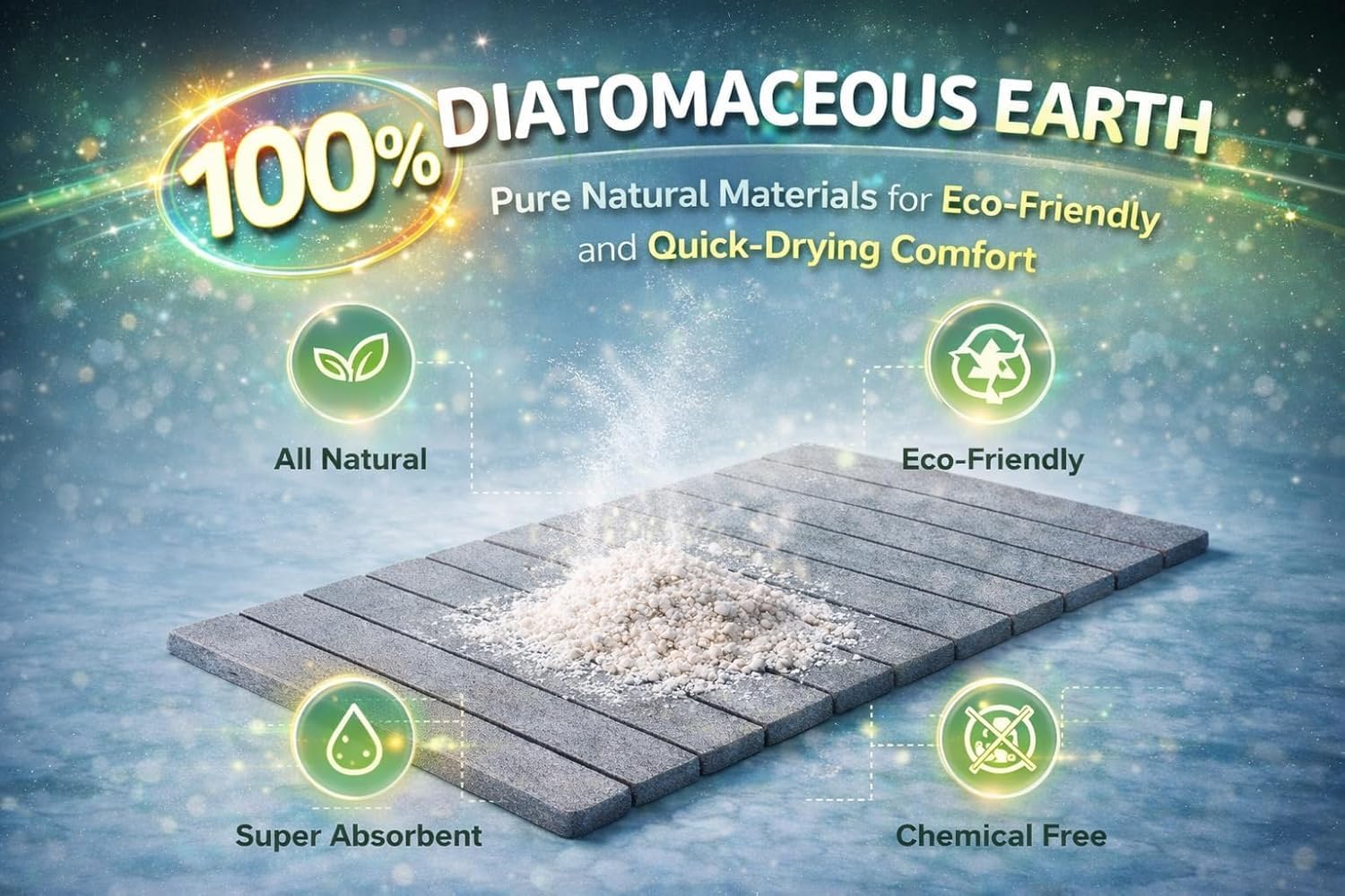 BOOSTLIFE Extra Large Stone Bath Mat, Foldable Diatomaceous Earth Shower Mat – Quick Dry, Super Absorbent, Non-Slip, Easy Clean (Gray, 32" x 20")
