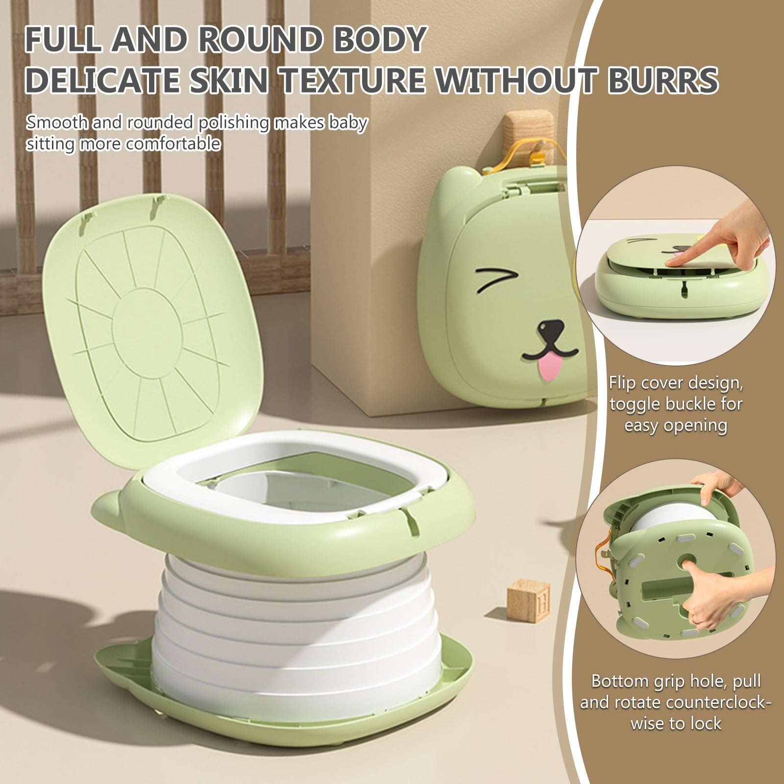 Vasino Portatile per Bambini da Viaggio, 4 in 1 Vasino per Bambini WC Pieghevole Facile da Usare Vasino da Viaggio per Bambini con Borsa Sedile Riduttore Portatile Interni ed Esterni, 15 Borsa, Verde