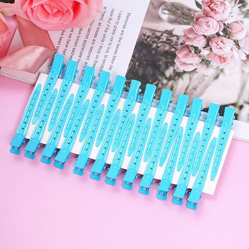 Miniatura 4 de Bantoye - Paquete de 24 pinzas de pato, 2.75 pulgadas de metal a prueba de óxido con agujeros para peinar el cabello, coloración del cabello, azul