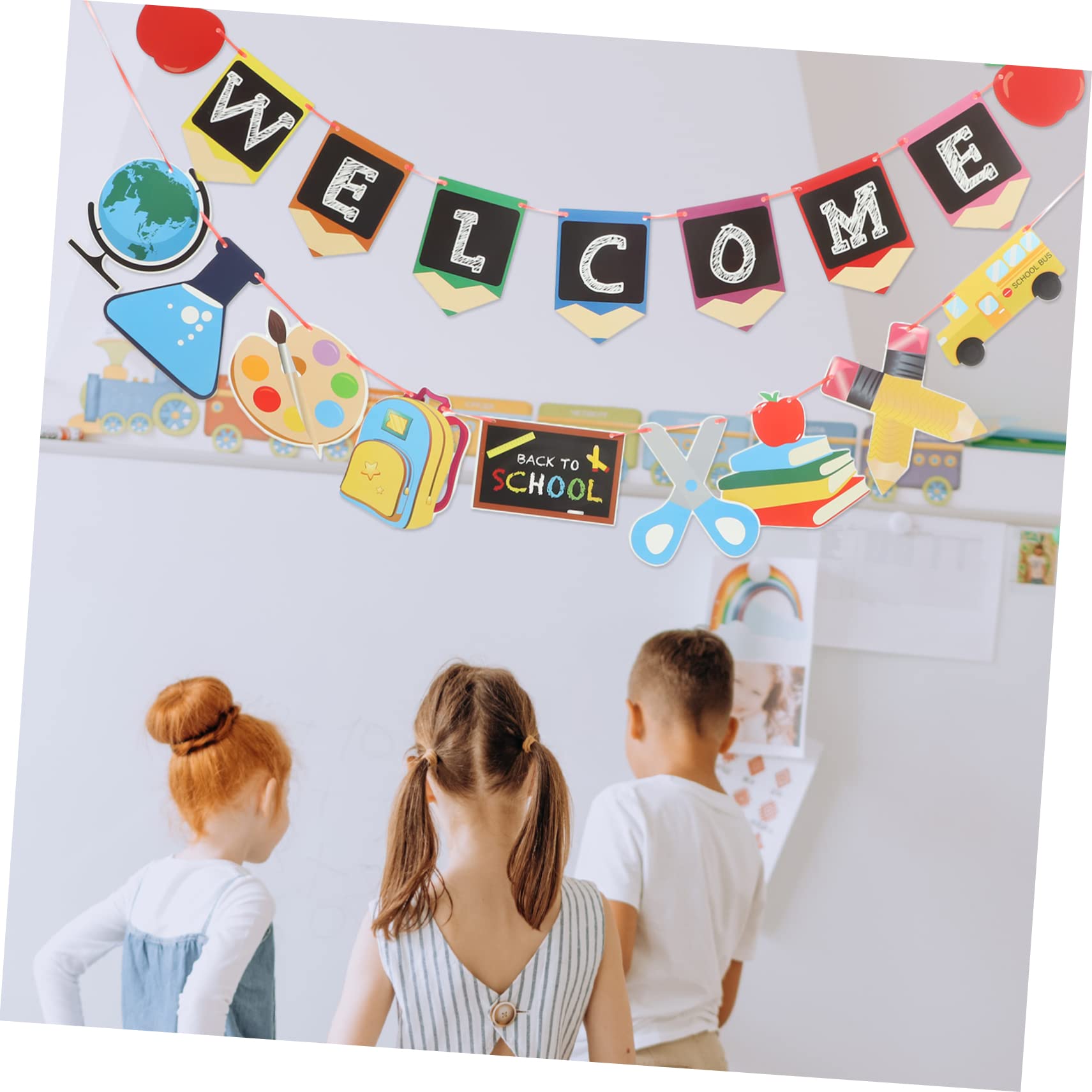 PRETYZOOM 5 Juegos De Colgantes Para La Temporada De Regreso A Clases Banderines Para Exteriores Banderines Para El Primer Día De Clases Pancarta De Bienvenida Para Fiesta