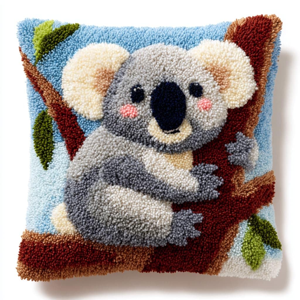 WallustrioaW DIY Latch Hook Cushion Kit,Koala