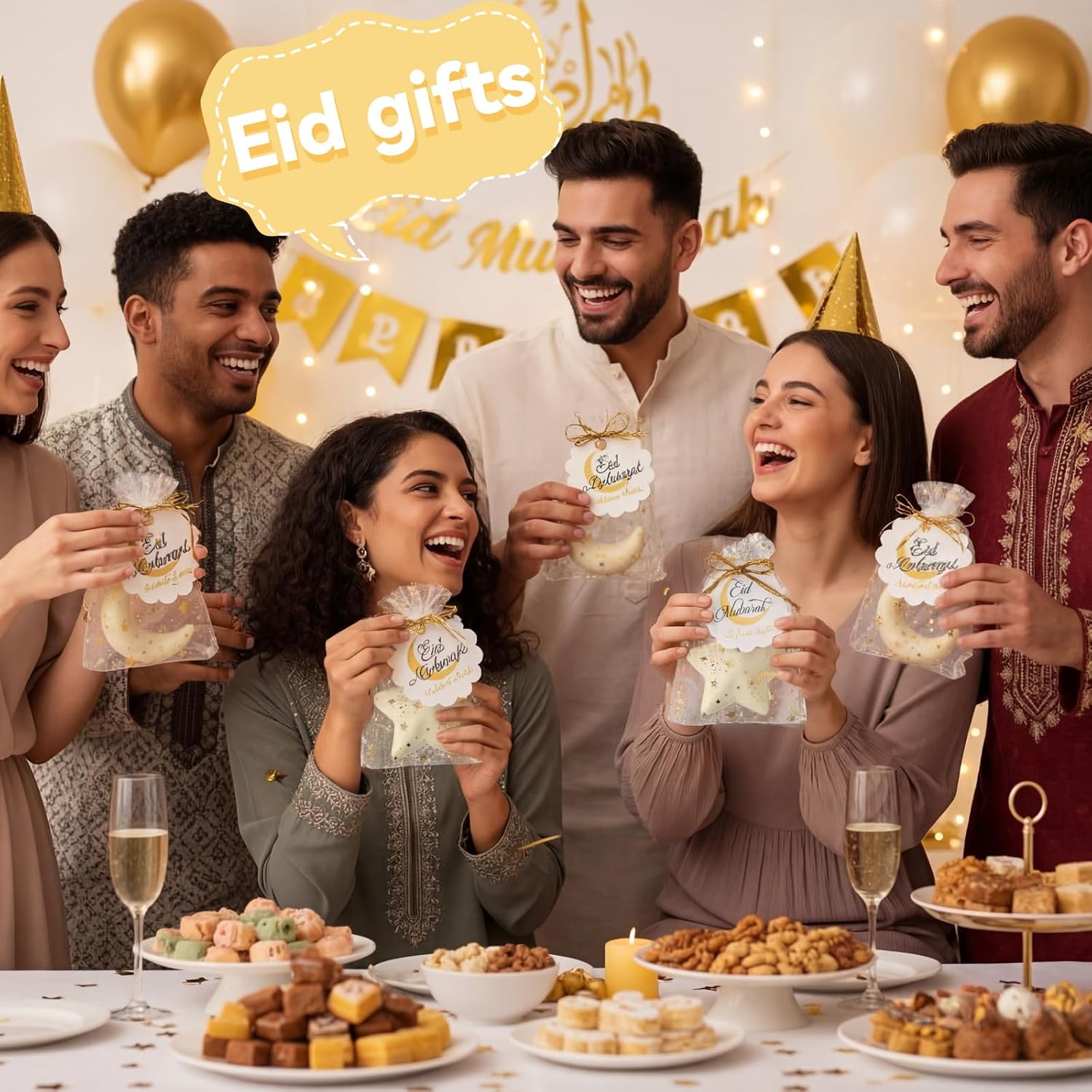 24 Sets Ramadan Gift Moon Star Soaps Handmade Eid Mubarak Party Favors Gifts Bulk with Organza Bags and Hang Tag Card for Islamic Muslim Eid Festival Baby Shower Wedding Birthday Party Favors - Image 5