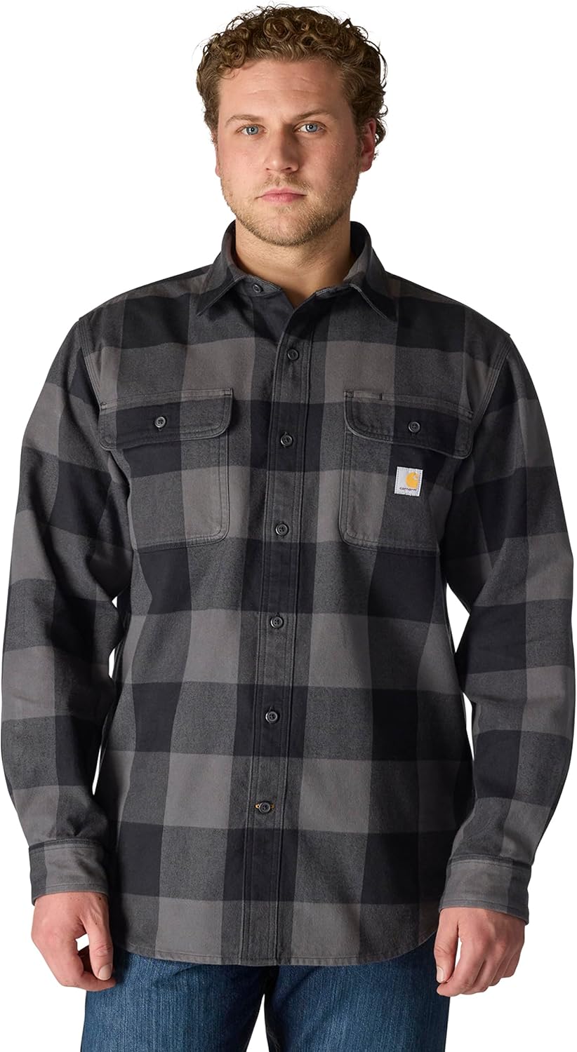 Carhartt Men’s Loose Fit Heavyweight Flannel Long-Sleeve Plaid Shirt
