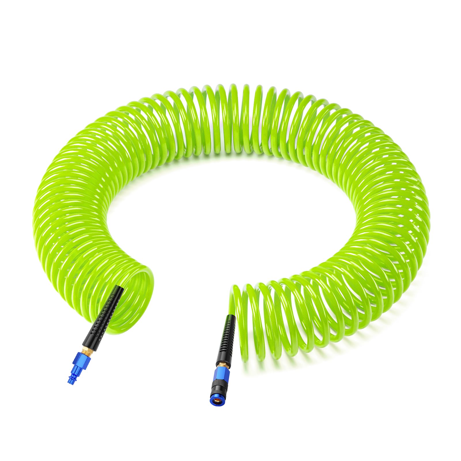 GASHER 3/8" 50FT Polyurethane Recoil Air Hose AMT Universal Coupler Green