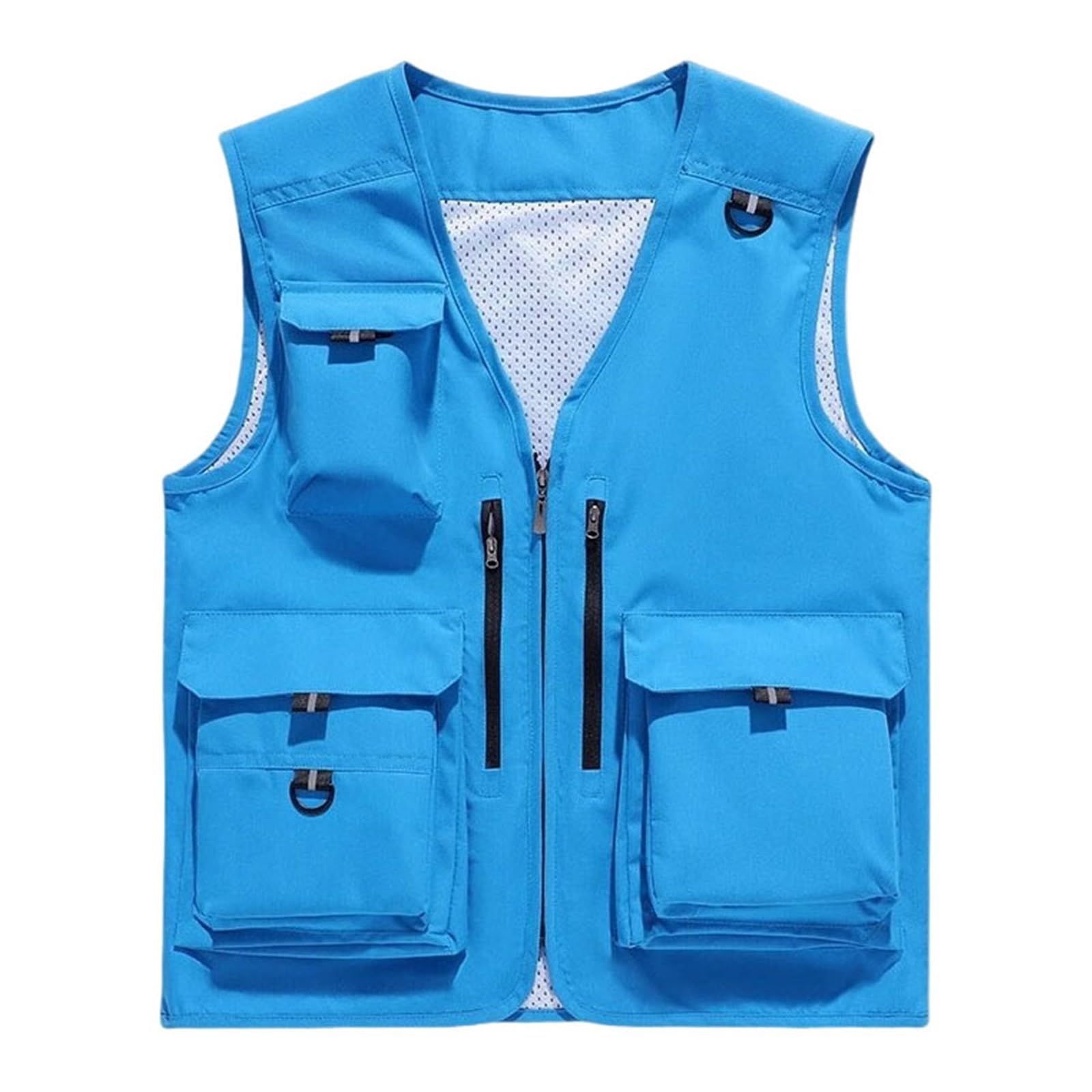 Wygwlg Gilet da Uomo Senza Maniche in Rete con Cerniera e Tasche Multiple