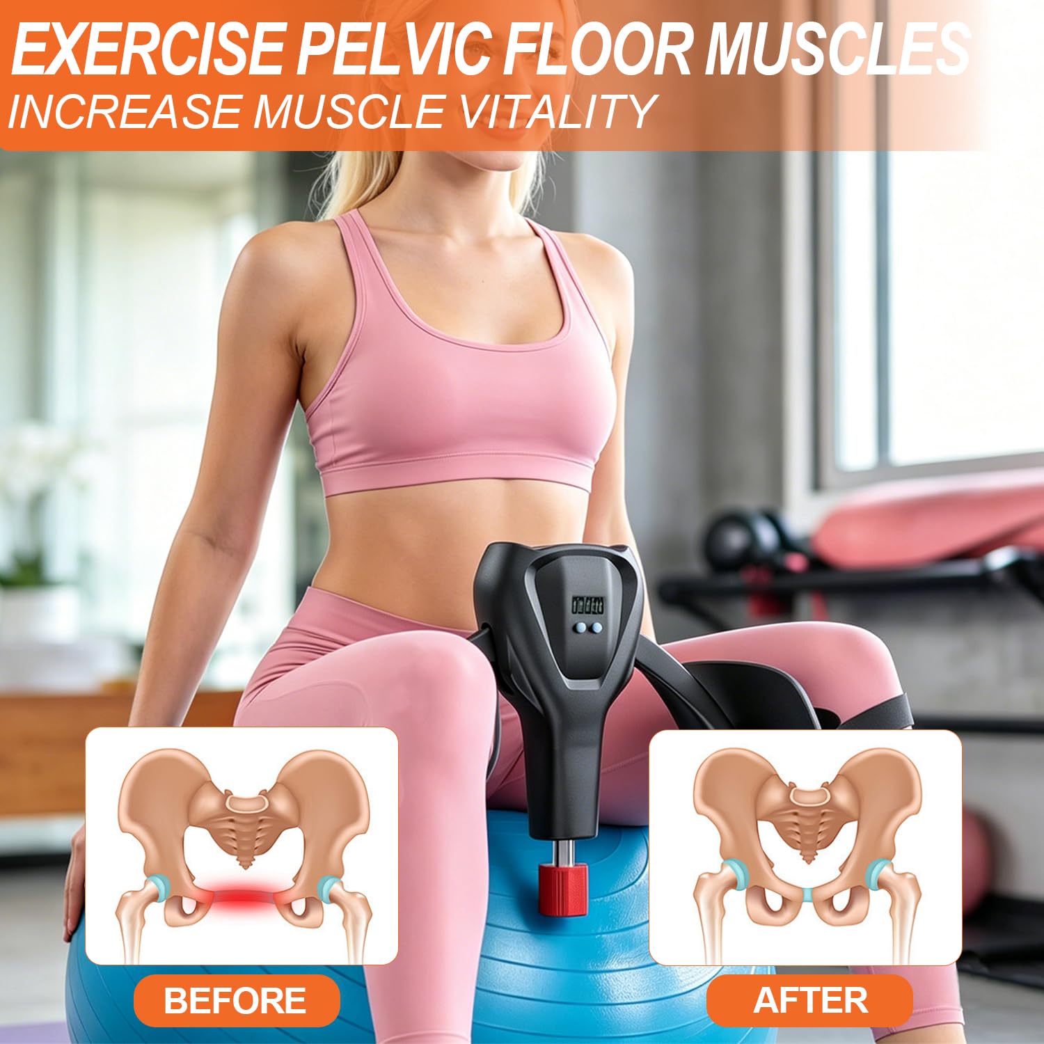 Maître de cuisse amélioré 2026, appareils d'exercice du plancher pelvien réglables de 50 kg pour homme et femme, compteur intelligent Kegel, pince de cuisse avec sangles de jambe et bande de