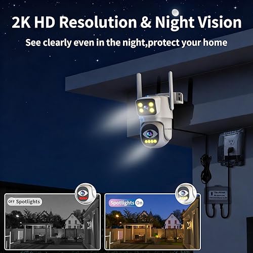 Miniatura 4 de Cámaras para seguridad en el hogar con doble lente, cámara de seguridad exterior 2.4G5G, cámara WiFi para seguridad del hogar, visión nocturna a