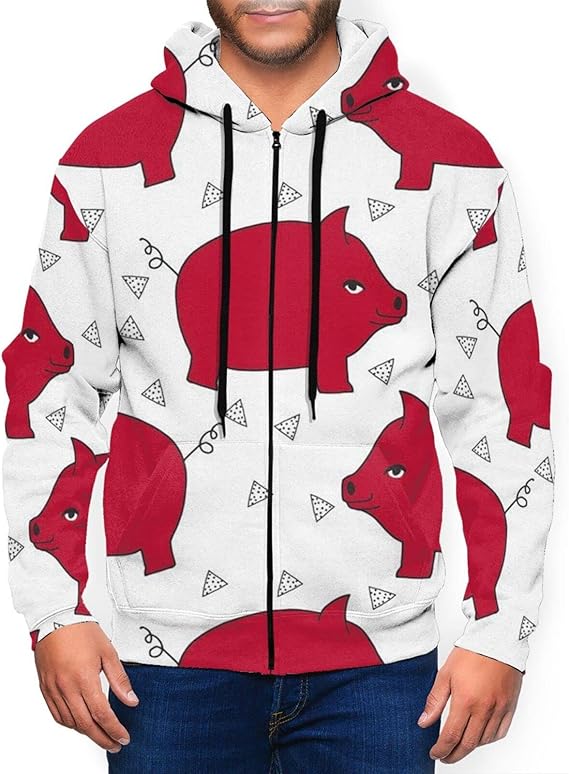 Amazon Co Jp 赤漫画豚 パーカー メンズ トレーナーパーカー おしゃれ ジッパー フーディ スウェットパーカー 長袖 フード付き ポケット付き プルオーバー カジュアル ライト パーカー ファッション