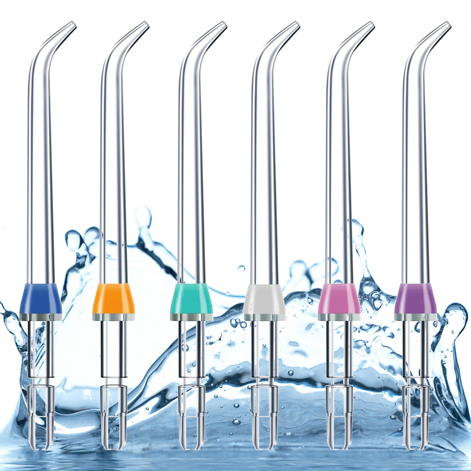 6 Boquillas de Repuesto Multicolores para Irrigador Bucal, Cabezales de Recambio, Chorro de Agua para Limpieza Dental Profunda, Material PC Resistente, Set para Higiene Familiar