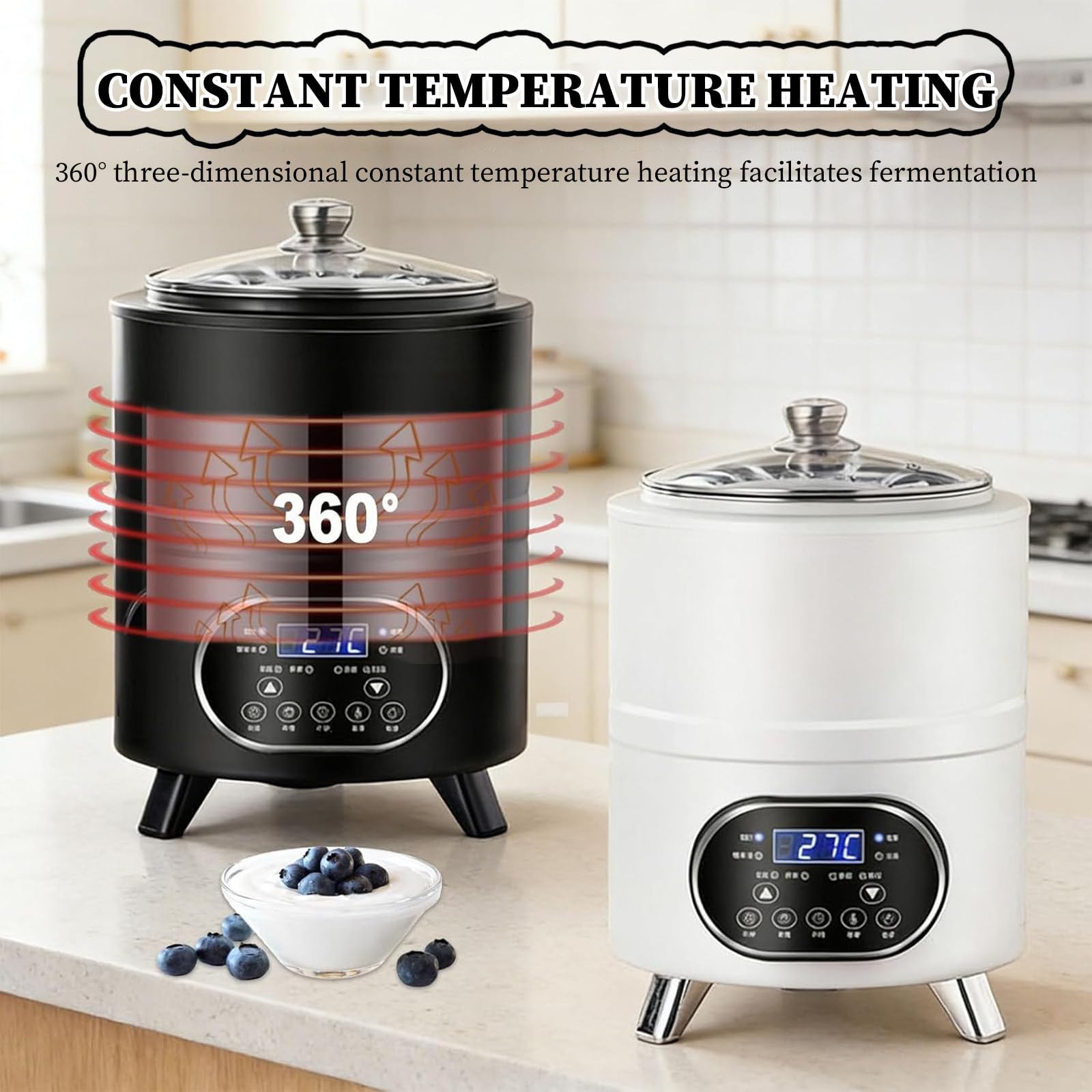 Yogurt Maker commerciale 12L con controllo del tempo e della temperatura, pannello touch, per yogurt, pasta madre, macedonia e altro