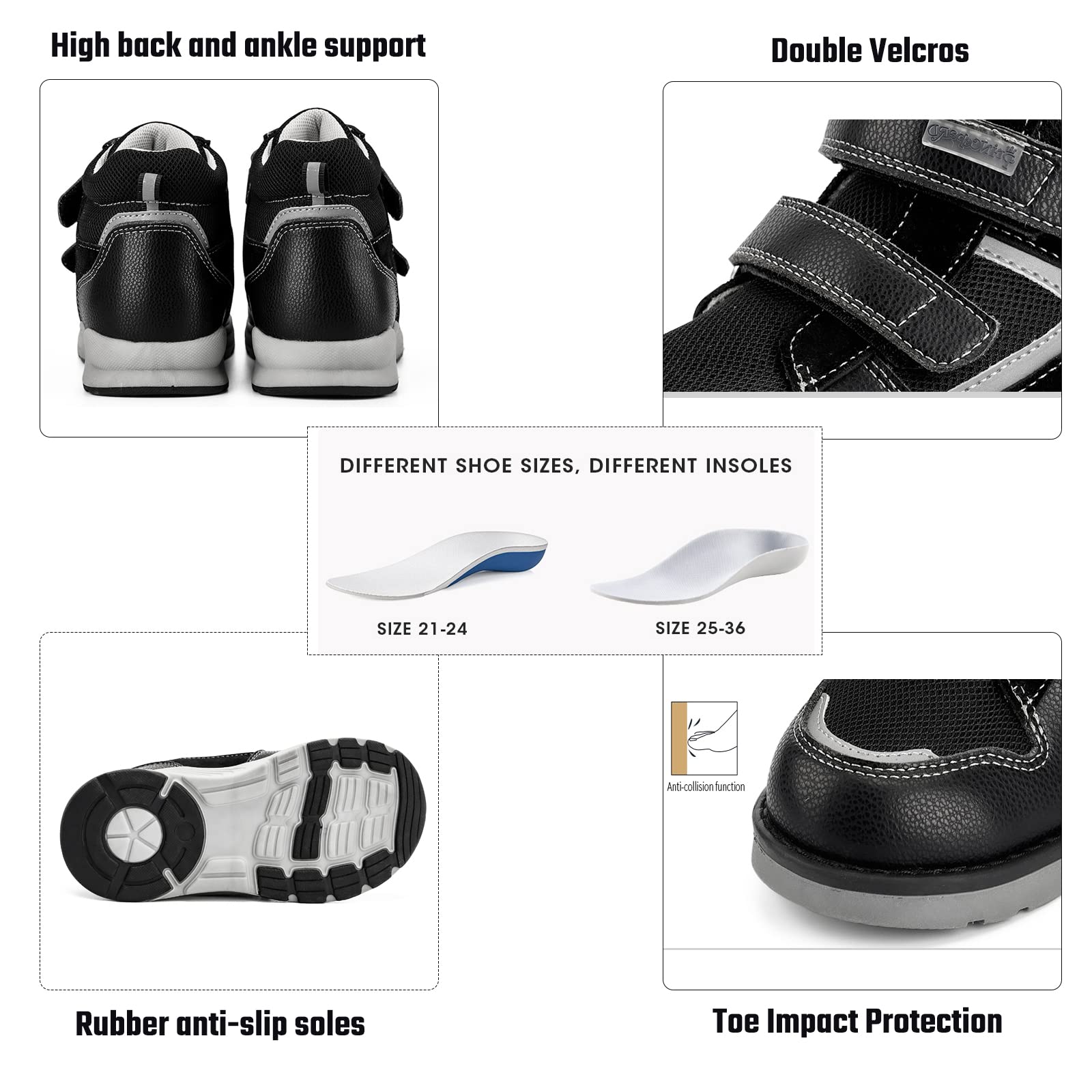 Zapatos ortopédicos para niños pequeños,Zapatillas Altas Informales con Soporte para el Arco y el Tobillo,Suelas Antideslizantes,mejoran los pies Planos y el pie en valgo/varo de los niños
