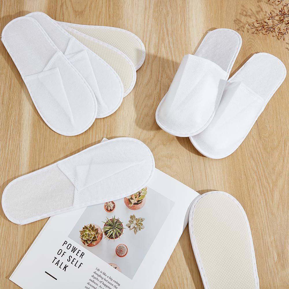 48 Pairs Bulk Slippers for Hotel, White Hotel Spa Slippers Single-Use Slippers Guest Slipper for Spa Travel Shoeless Home, 11x4.33 Inch