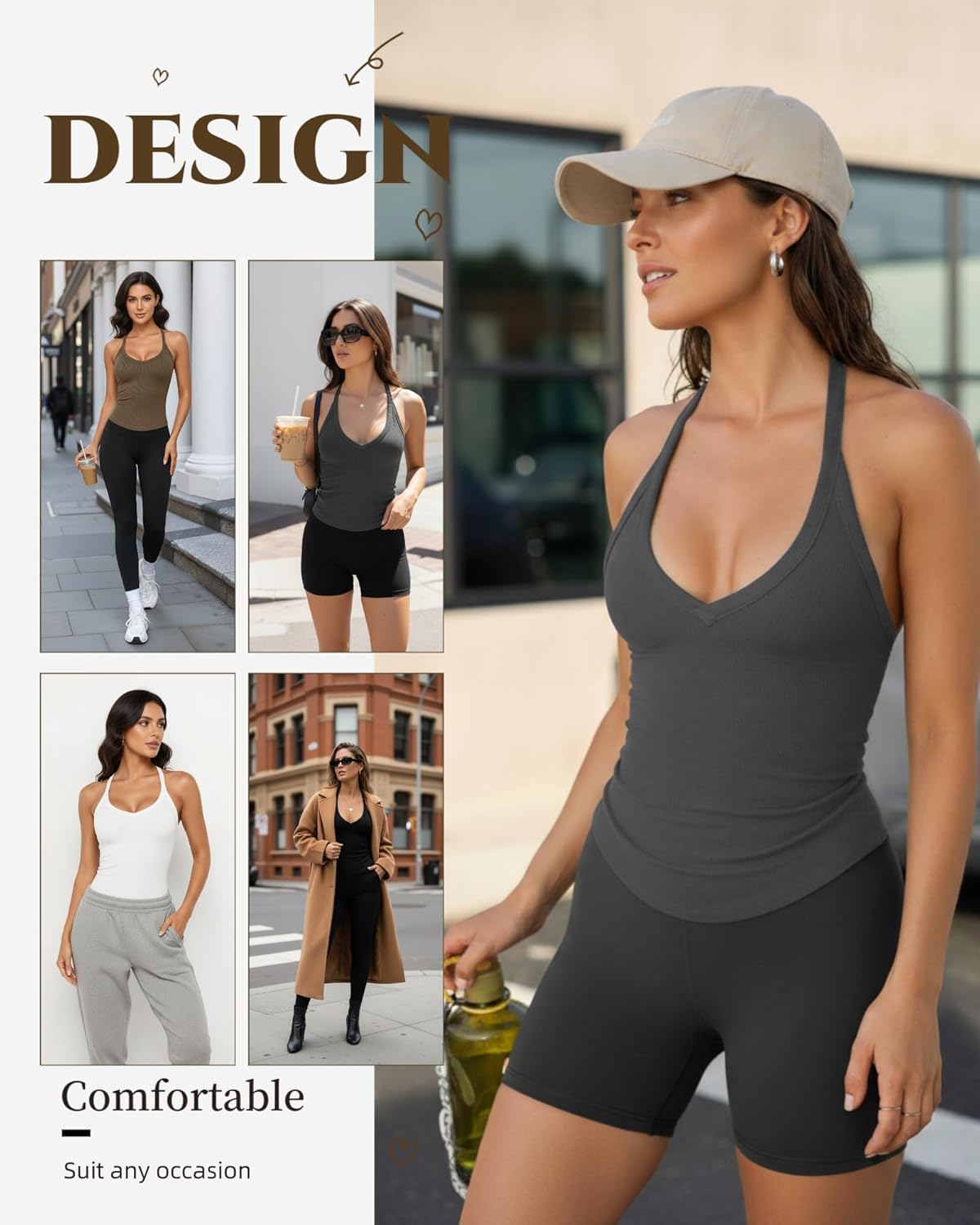 3 Pack Racerback Tank Tops for Women V Neck Ribbed Basic Workout Tank Tops Camisole Stretch Slim Fit Sleeveless Shirt - Image 6