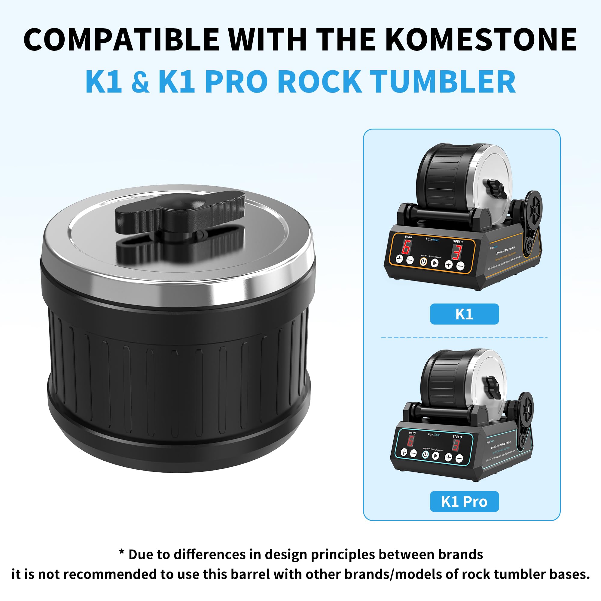 KomeStone Rock Tumbler Gummifass extra große Kapazität 1,1 kg, Ersatz-Gummifass K1 & K1 Pro Rock Tumbler