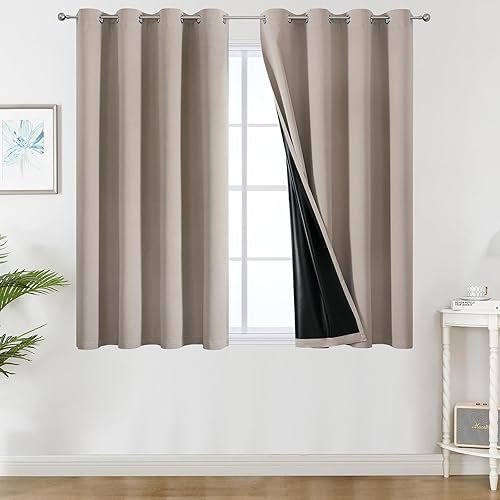 Miniatura 19 de Estelar Textiler Cortinas opacas 100% blancas para habitación, cortinas opacas con aislamiento térmico y bloqueo total de luz con ojales de 84