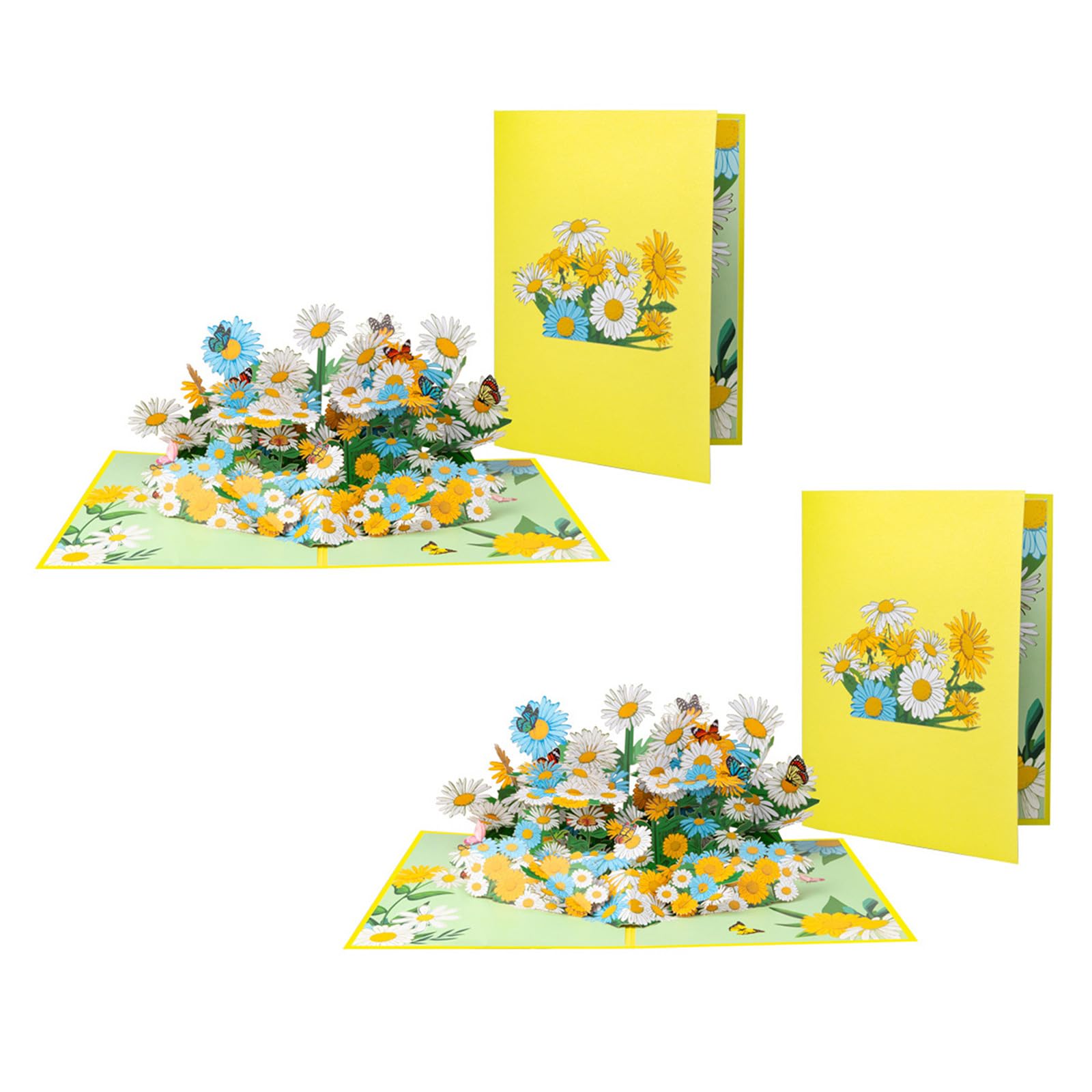Kalttoy 2 Sets Multicolored Daisies 3D Foldable Card Attractive 3D Foldable Card Unique Flower Greeting For Every Celebration Collectible Greeting Cards