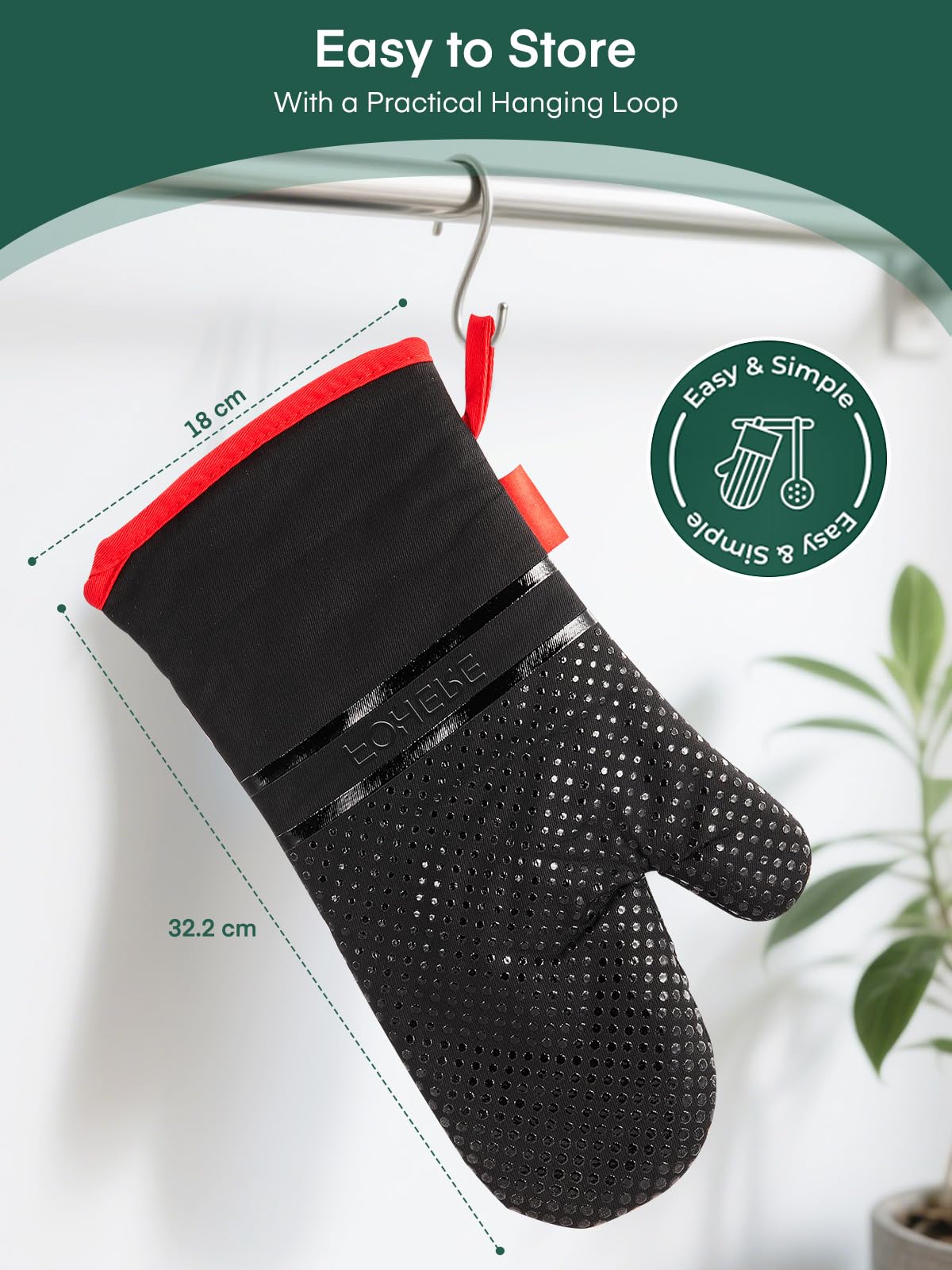 Ofenhandschuhe Aus Silikon Set – Hitzebeständig Bis 230°C, Rutschfest (2 Handschuhe, 2 Topflappen, 2 Fingerschutz)