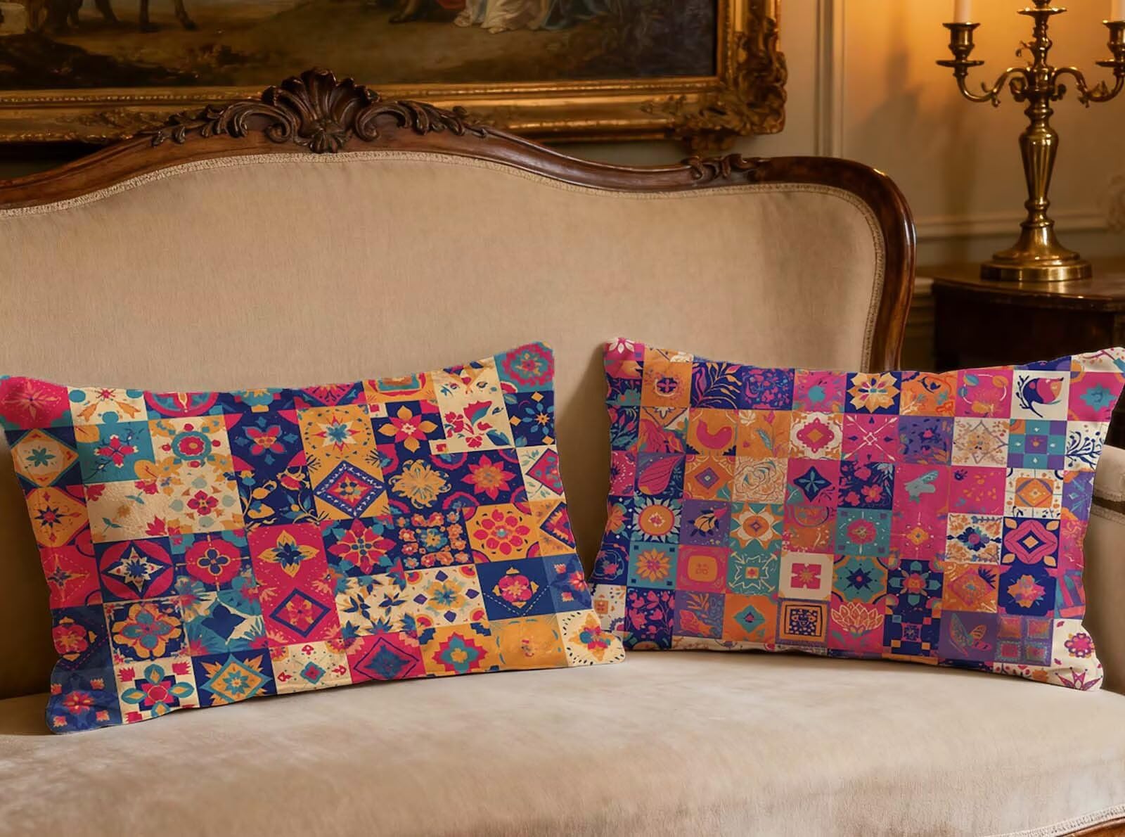 Housse de coussin décoration maison lot de 2 taies velours 60x90cm cadeau emménagement