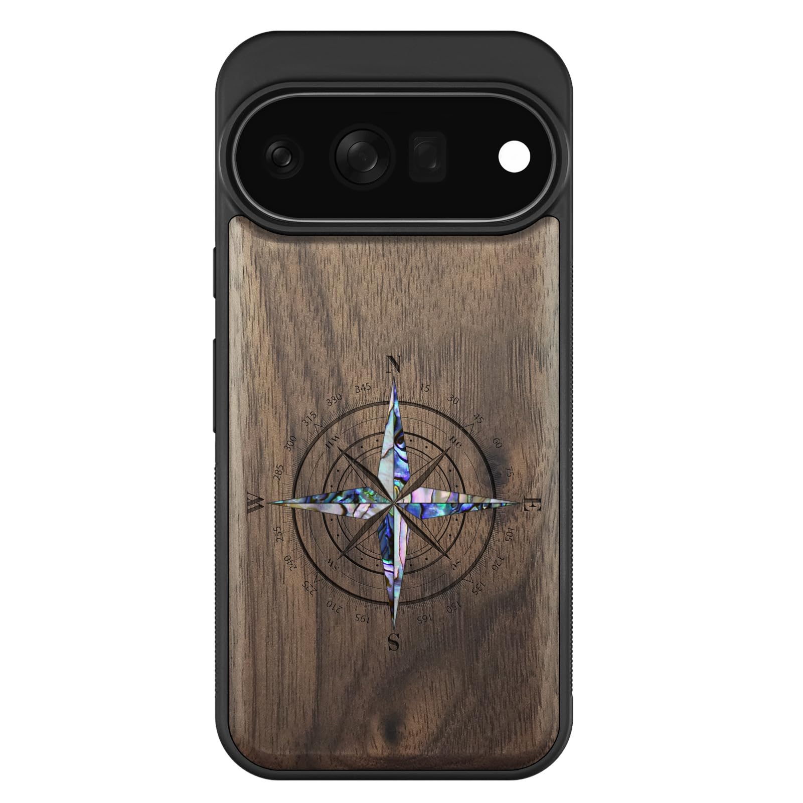 Carveit Madera Funda para Pixel 11 Pro XL (Nogal-Muschelkompass)
