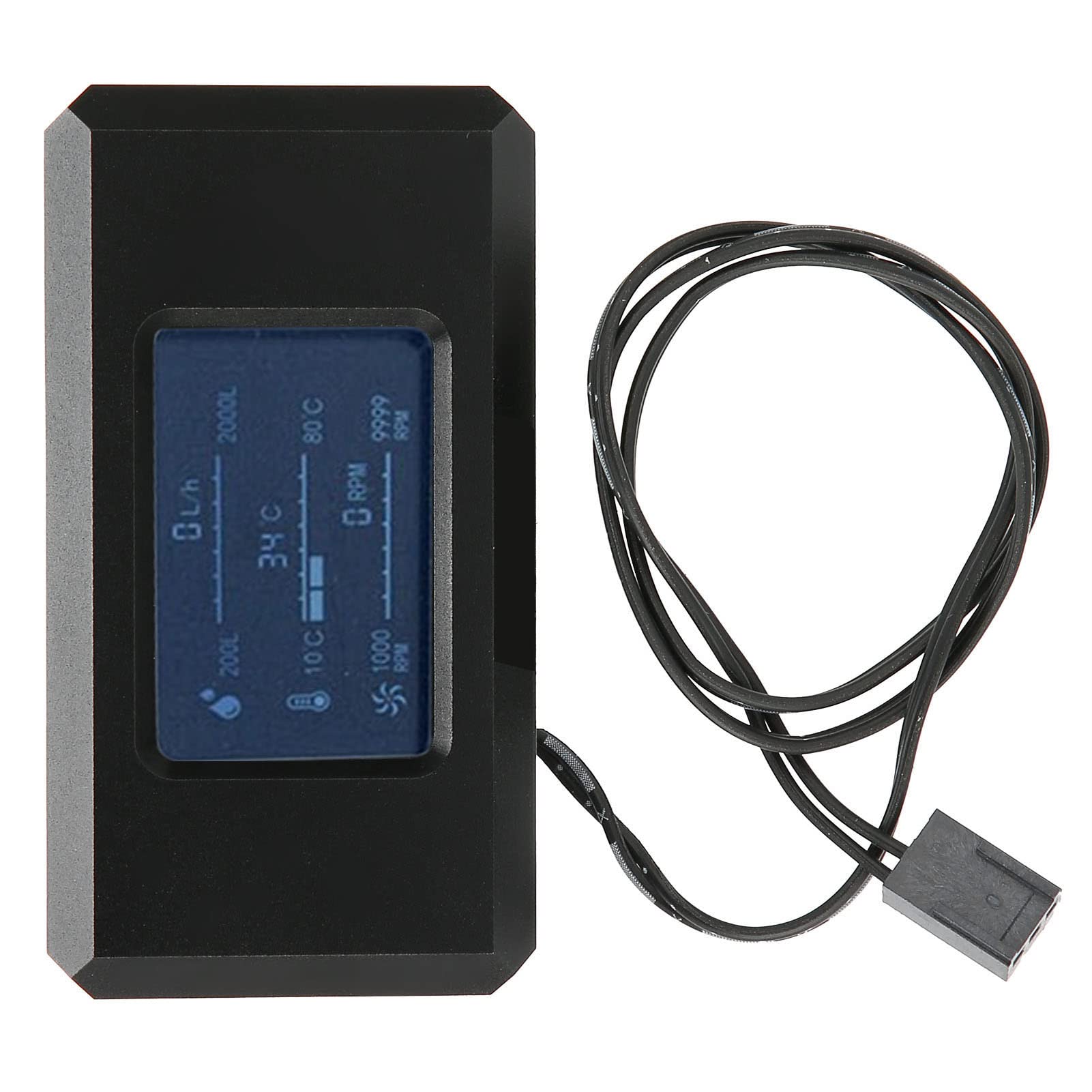 SIXRUN PC-Wasserkühlungsthermometer, Panel aus Aluminiumlegierung, LCD-Anzeige für Durchflussgeschwindigkeit und Temperatur für Benutzerdefinierte Gaming-PC-Builds