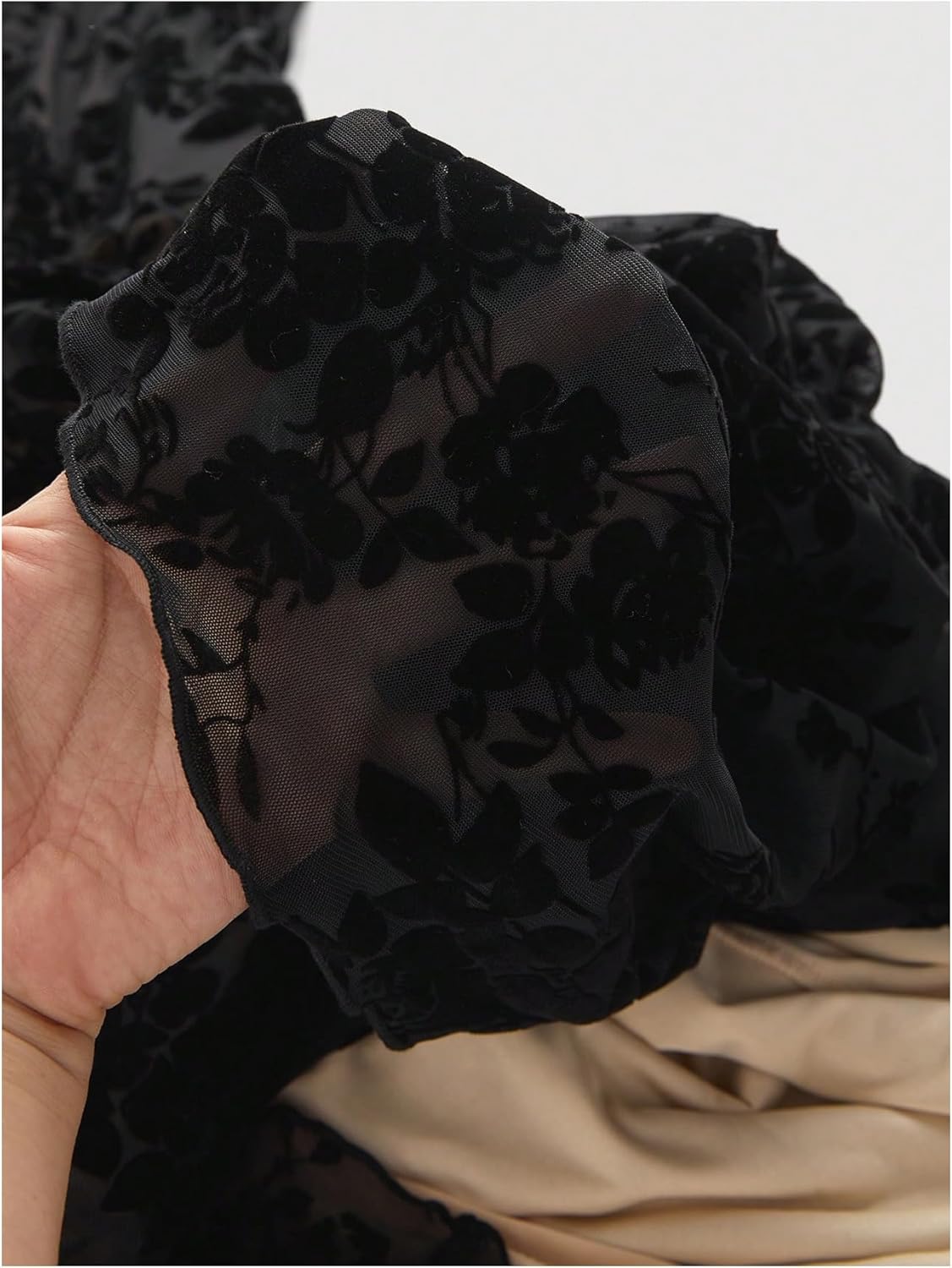 Verdusa Women's Floral Print Mesh A Line Sleeveless Long Dress Ruffle Hem Tank Dresses Black Small - Image 2