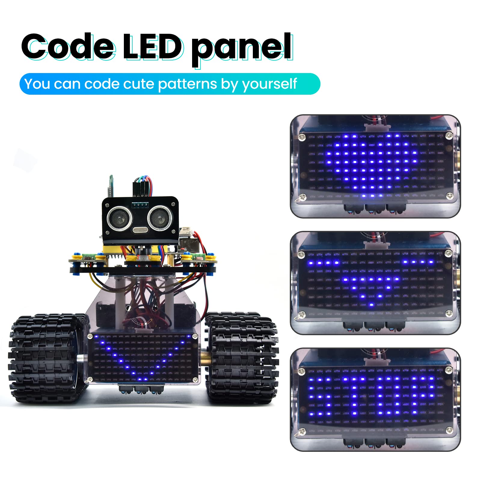 KEYESTUDIO Kit serbatoio robot intelligente per Arduino IDE, kit di costruzione elettronica con UNO R3, sensore a ultrasuoni, ecc. Robot di programmazione fai-da-te STEM educativo per 14+ adolescenti