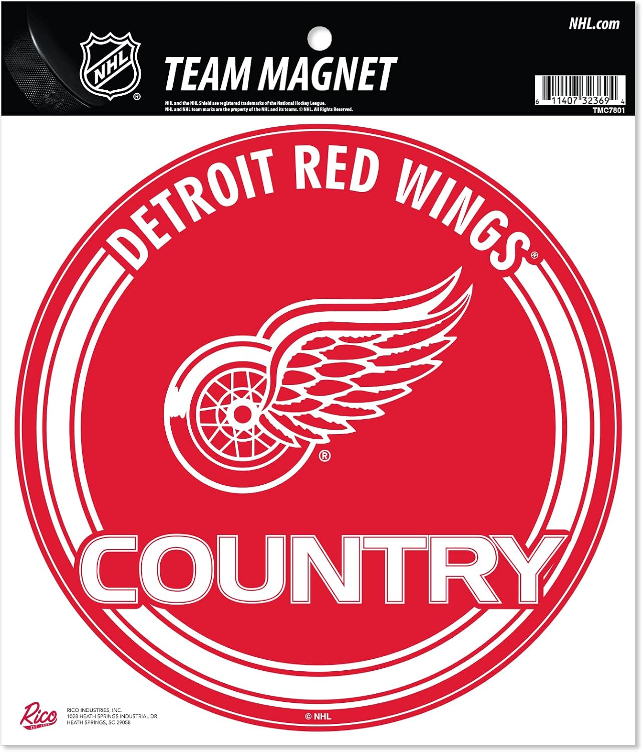 Rico Industries NHL Hockey Detroit Red Wings 8" Round Magnet